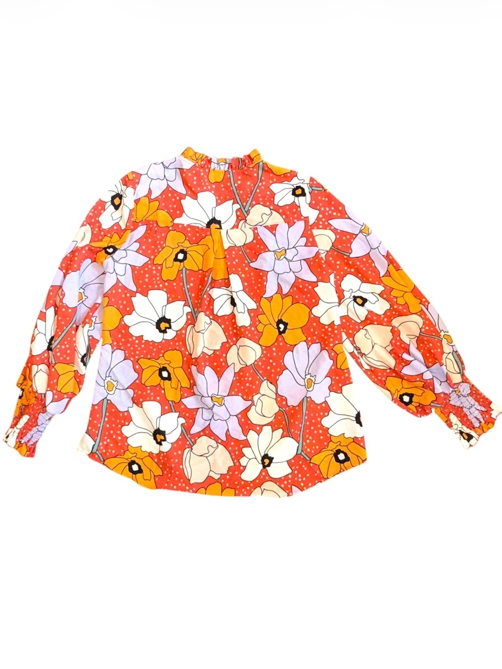 Crosby by Mollie Burch Dopamine Floral Button Front Blouse Balloon Long Sleeves - Picture 11 of 13